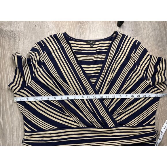 Talbots Tan Black Faux Wrap Short Sleeved Midi Dress Sz 1X - Picture 7 of 10